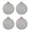 Glittered Christmas Glass Ball Ornaments - 3.75" (95mm) - White - 4ct
